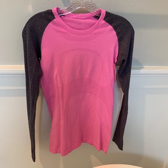 Pink and Grey Long Sleeve Lululemon Top - Picture 1 of 3